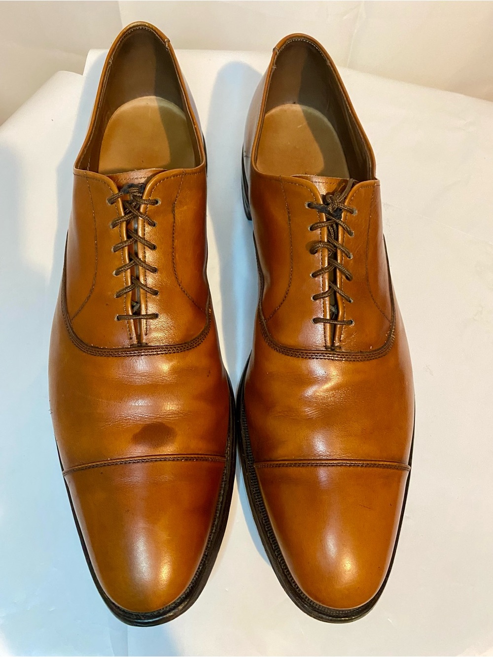 Men’s Park Avenue Allen Edmonds Cognac Brown Cap-Toe Oxfords